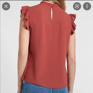 EXPRESS RUFFLE TRIM MOCK NECK TANK IN RUST SZ L